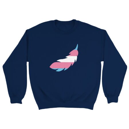 Trans Pride Sweatshirt, A Feather Print Unisex. Navy