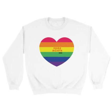 Pride Month 2024 Sweatshirt and Heart. White