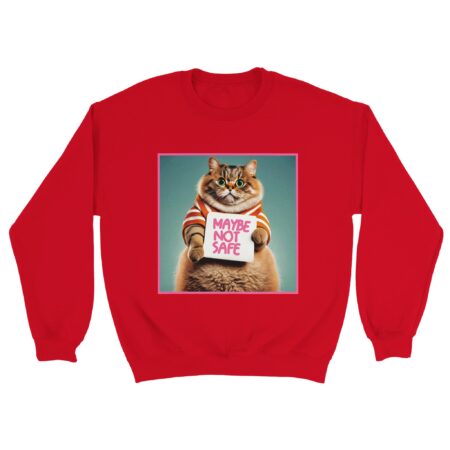 Funny Cat Sweatshirt: Maybe Not Safe Red