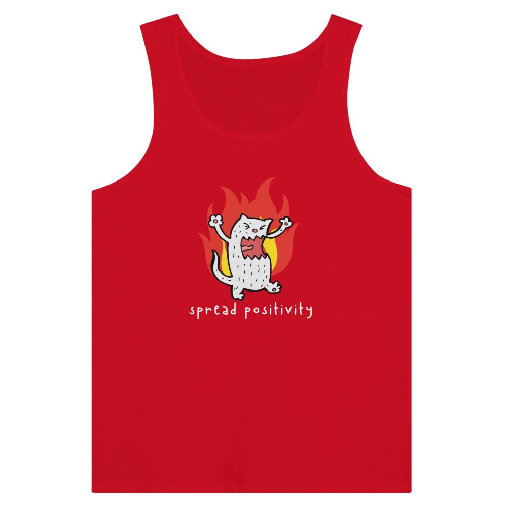 Spread Positivity Angry Cat Tank Top. Red