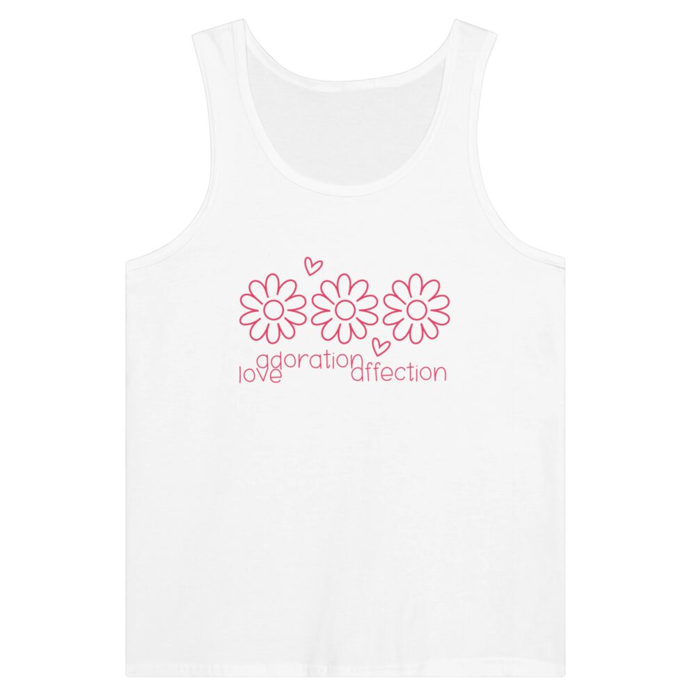 Love Clarity Message Tank Top: Love Adoration Affection. White