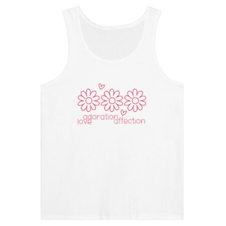 Love Clarity Message Tank Top: Love Adoration Affection. White
