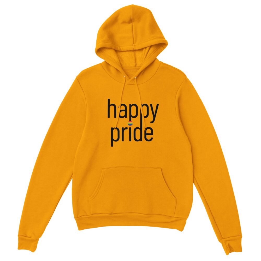 Happy Pride Slogan Hoodie. Yellow