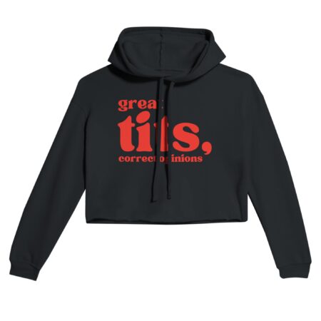 Woman Quote Cropped Hoodie. Black