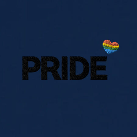 Black-on-Black Pride Text Embroidered. Navy Color