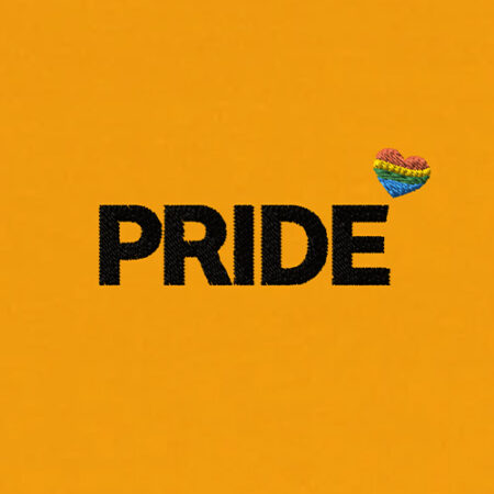 Black-on-Black Pride Text Embroidered. Yellow Color