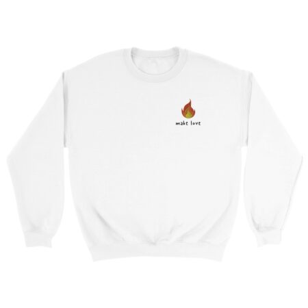 Make Love Embroidered Sweatshirt. White