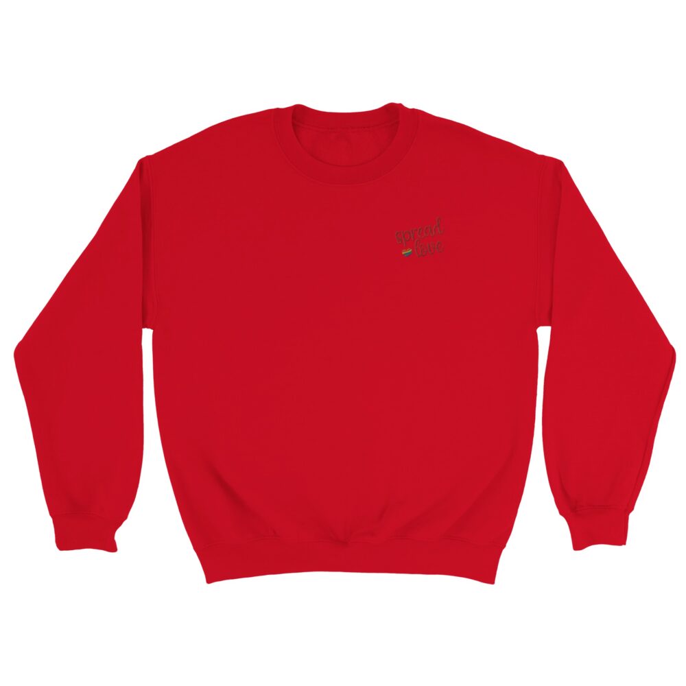 Spread Love Embroidered Pride Sweatshirt. Red