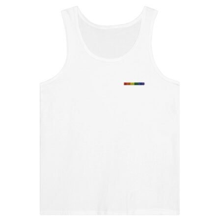 Rainbow Colors Embroidered Tank Top. White