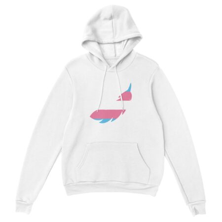Trans Pride Hoodie A Feather Print. White