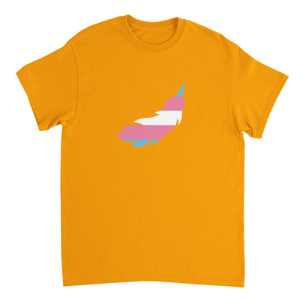 Trans Pride T-shirt with A Feather Print Yellow