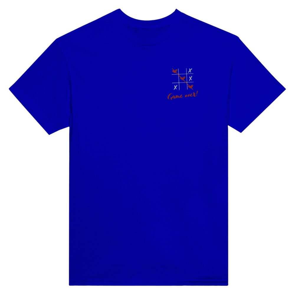 Tic Tac Toe Love Embroidered T-shirt Blue