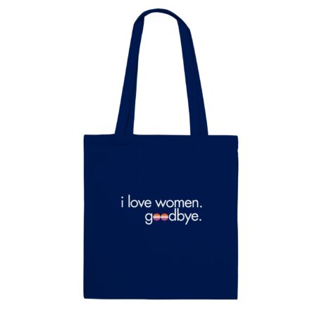 I Love Women Lesbian Tote Bag. Navy