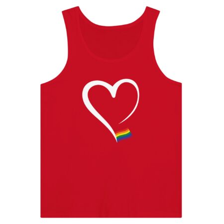 Elegant Heart And Flag Pride Tank Top. Red