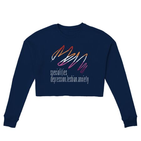 Lesbian Specialities Funny Cropped Sweatshirt. Navy