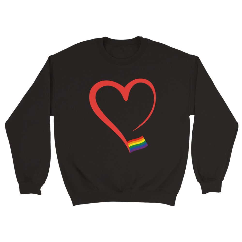Elegant Heart And Flag Pride Sweatshirt. Black