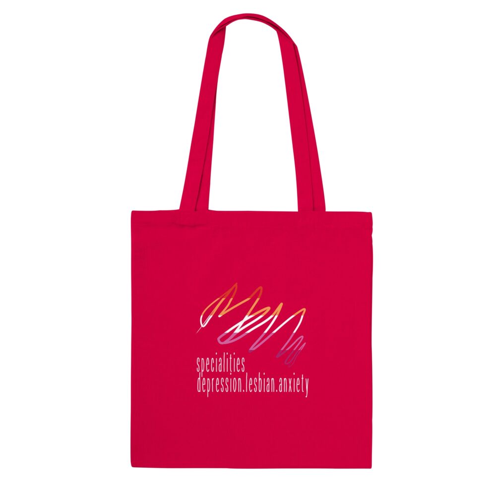 Lesbian Specialities Funny Tote Bag. Red