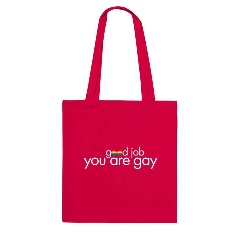 You Are Gay Funny Tote Bag: Red