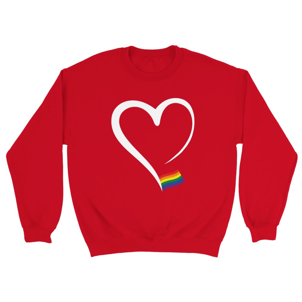 Elegant Heart And Flag Pride Sweatshirt. Red