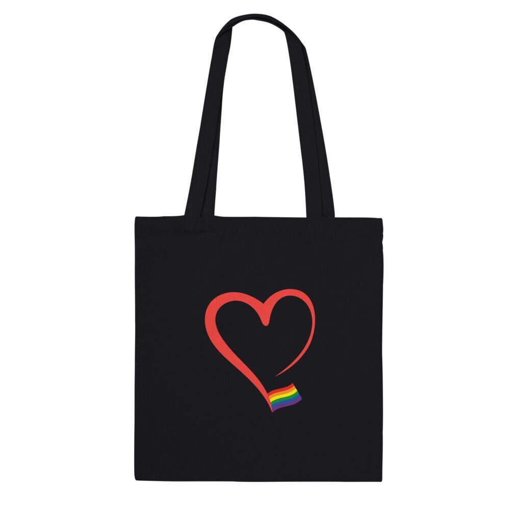 Elegant Heart And Flag Pride Tote bag. Black