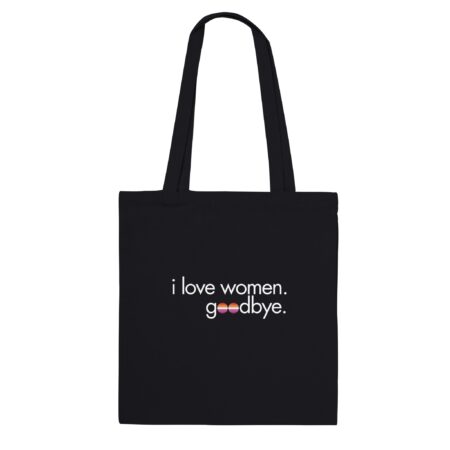 I Love Women Lesbian Tote Bag. Black