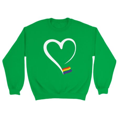 Elegant Heart And Flag Pride Sweatshirt. Green