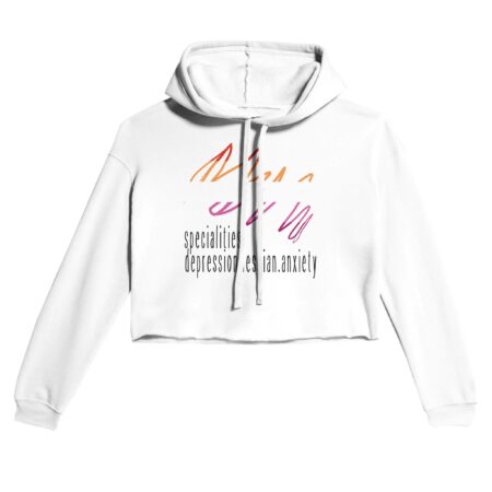 Lesbian Specialities Funny Cropped Hoodie. White