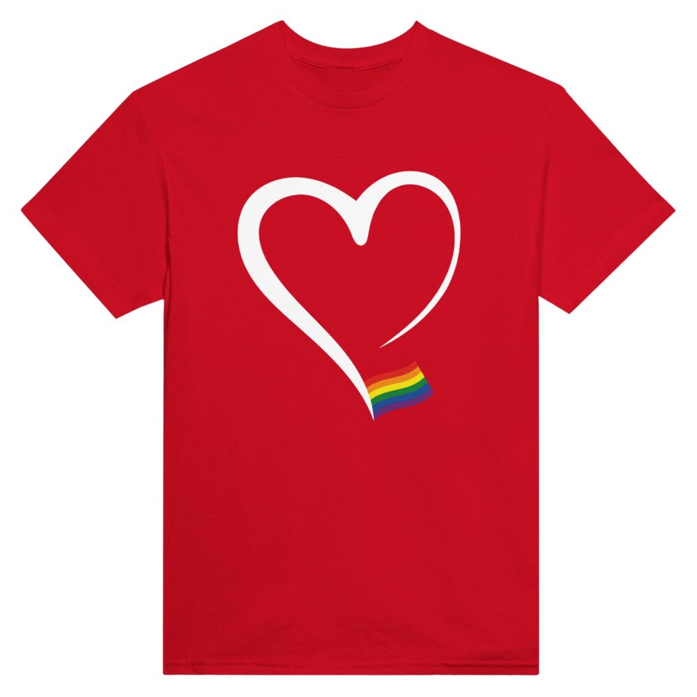 Elegant Heart And Flag Pride T-Shirt. Red
