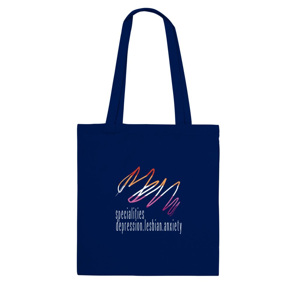 Lesbian Specialities Funny Tote Bag. Navy