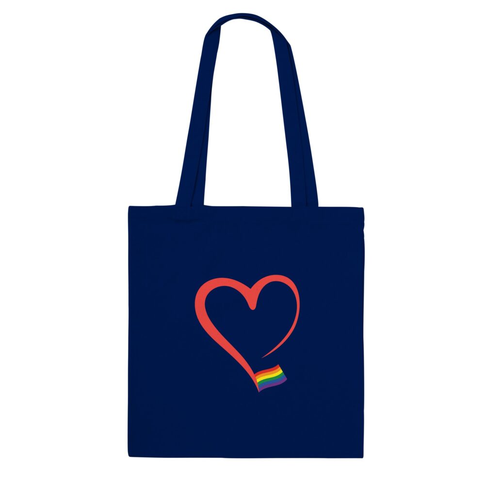 Elegant Heart And Flag Pride Tote bag. Navy