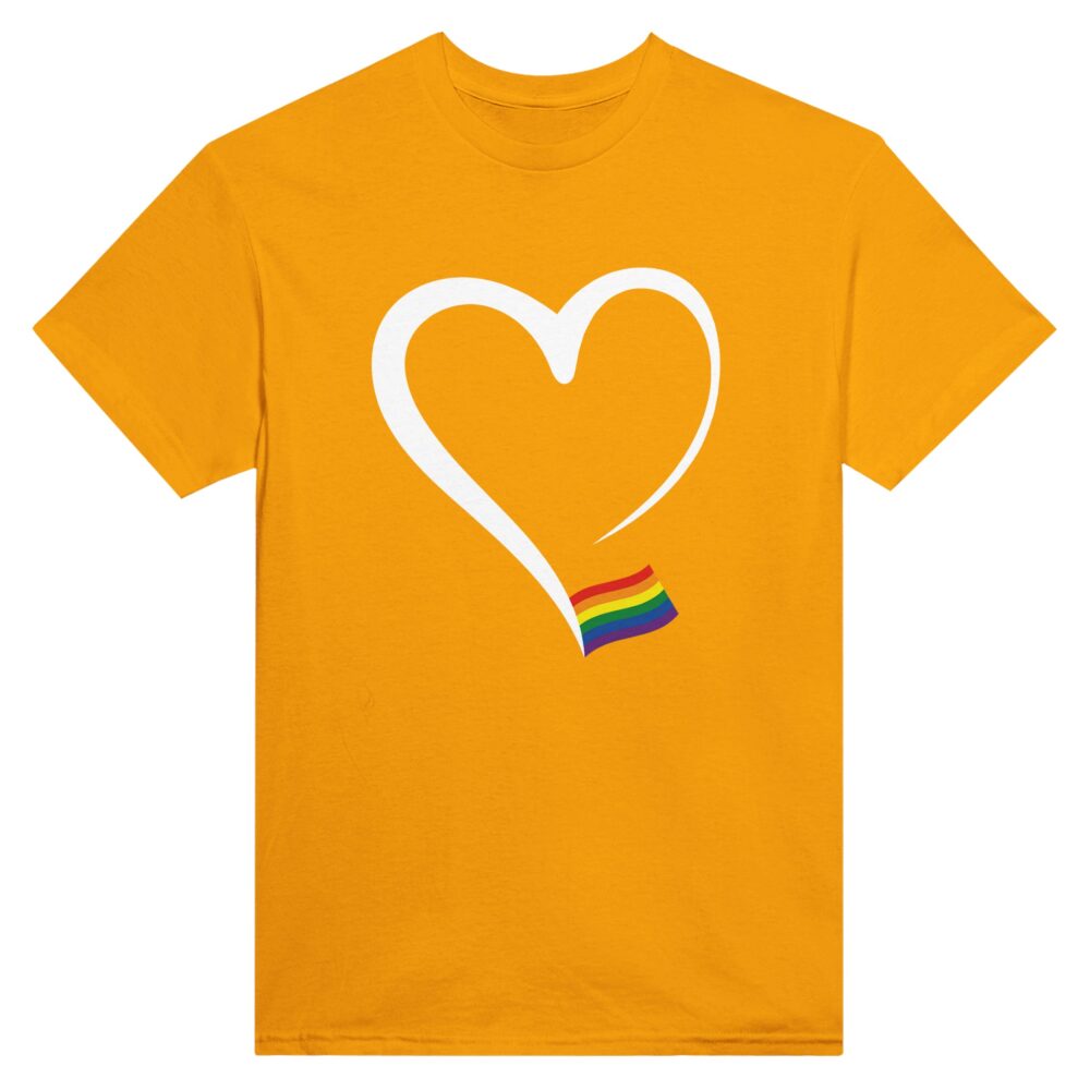 Elegant Heart And Flag Pride T-Shirt. Yellow