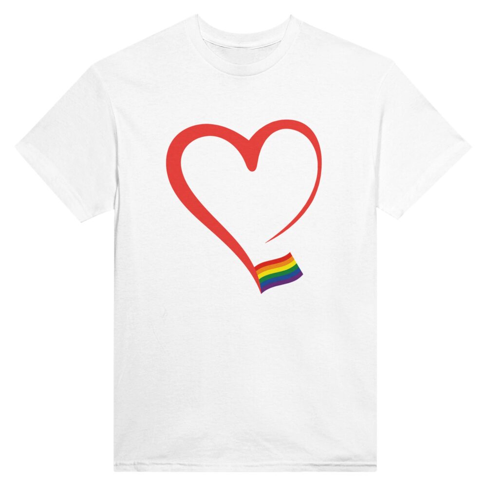 Elegant Heart And Flag Pride T-Shirt. White