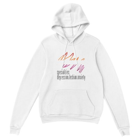 Lesbian Specialities Funny Hoodie. White