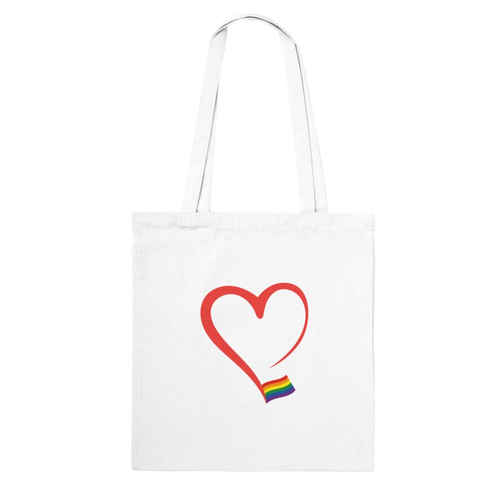 Elegant Heart And Flag Pride Tote bag. White