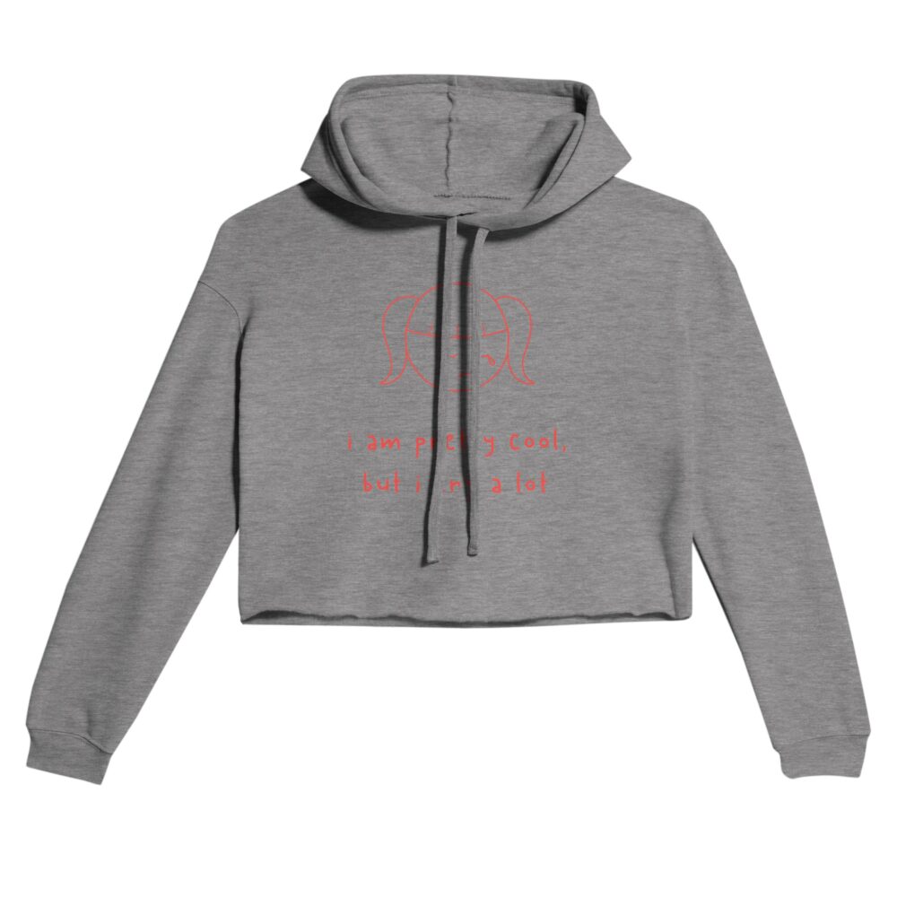 I am Cool But Cry A Lot Crop Hoodie Grey