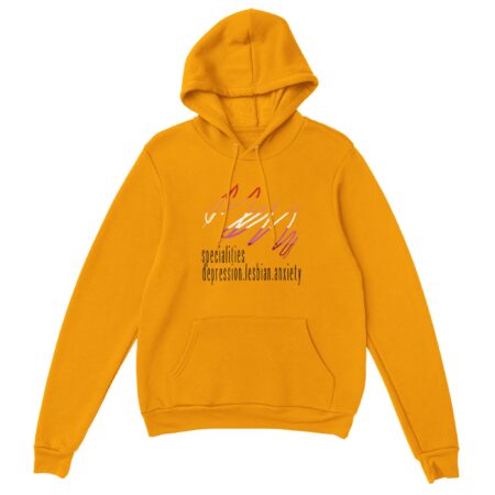 Lesbian Specialities Funny Hoodie. Yellow