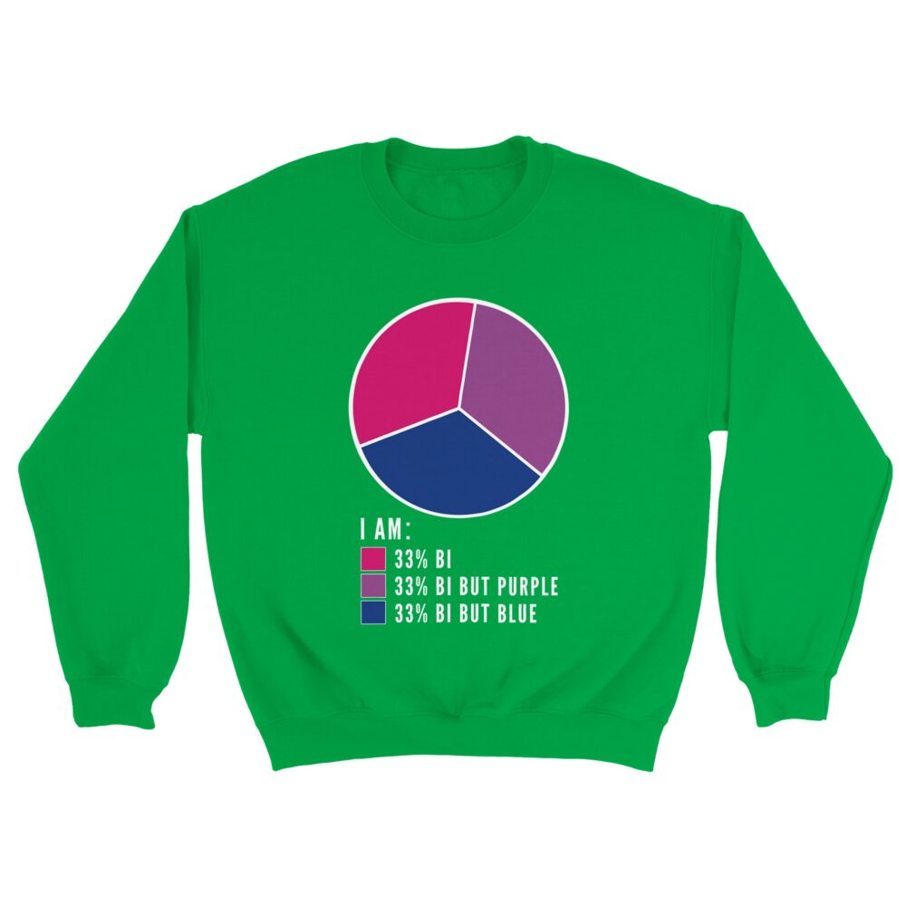 I am 33% Bi Sweatshirt Funny Print Green