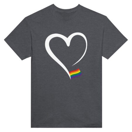 Elegant Heart And Flag Pride T-Shirt. Dark Grey