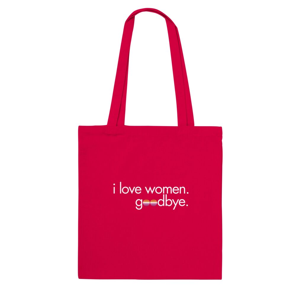 I Love Women Lesbian Tote Bag. Red