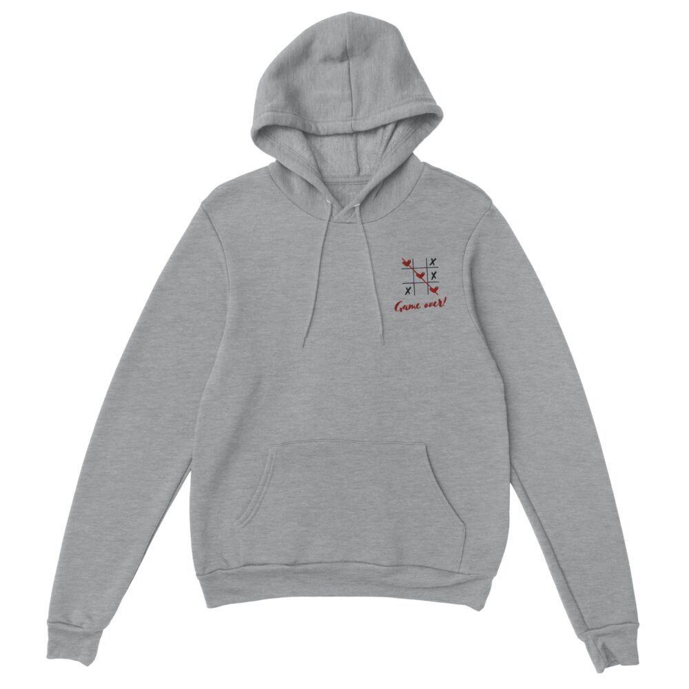 Tic Tac Toe Love Embroidered Hoodie Grey