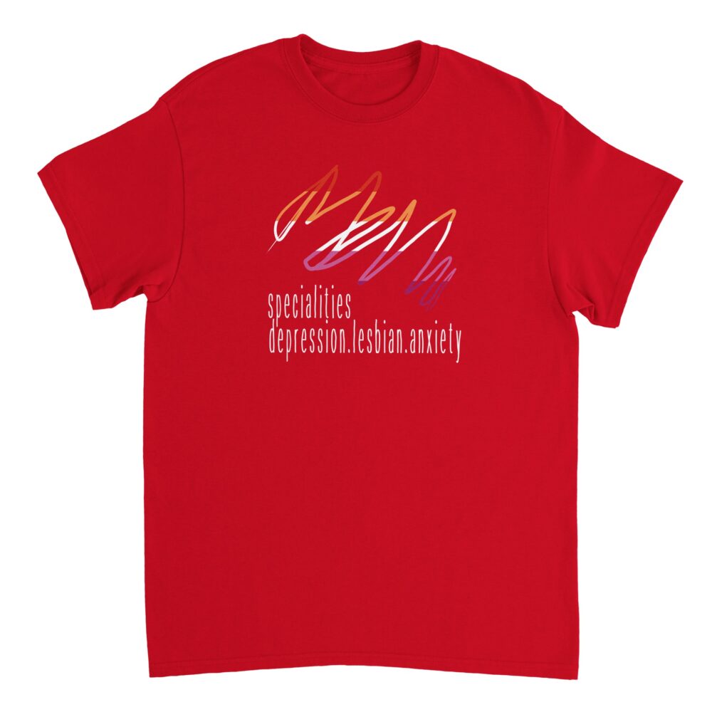 Lesbian Specialities Funny Tee. Red