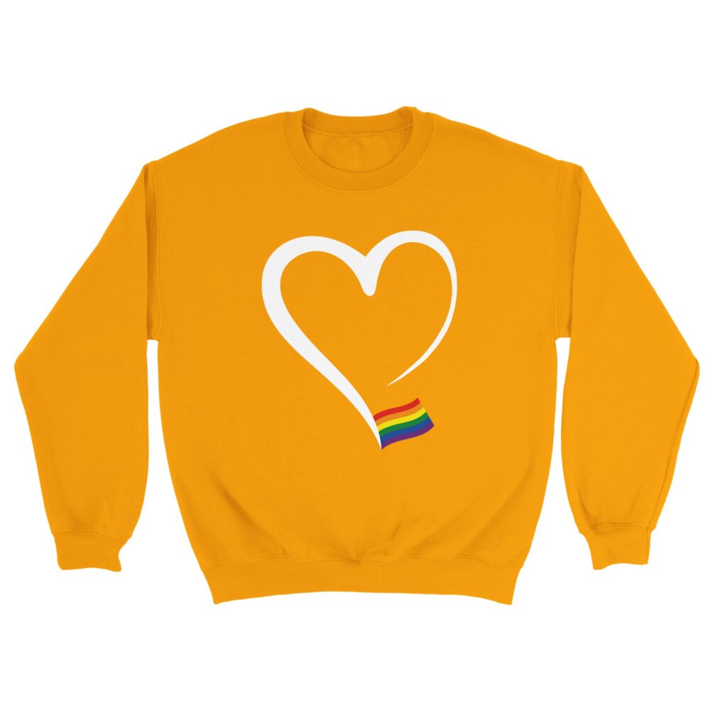Elegant Heart And Flag Pride Sweatshirt. Yellow