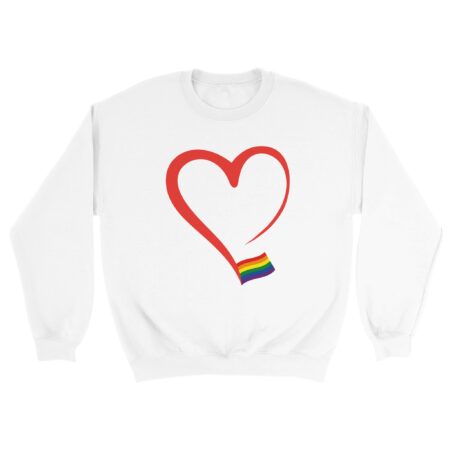 Elegant Heart And Flag Pride Sweatshirt. White