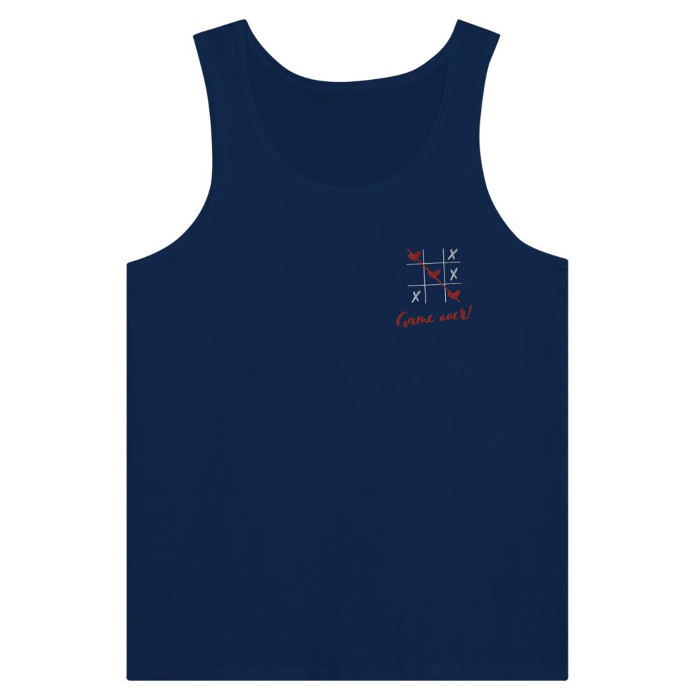 Tic Tac Toe Love Embroidered Tank Top Navy