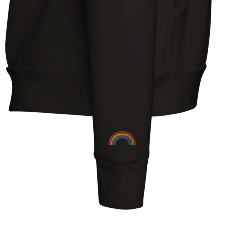 Minimalist Rainbow Embroidered Hoodie. Black