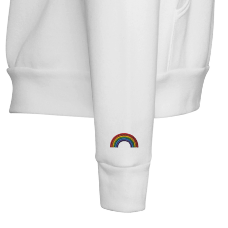 Minimalist Rainbow Embroidered Hoodie. White