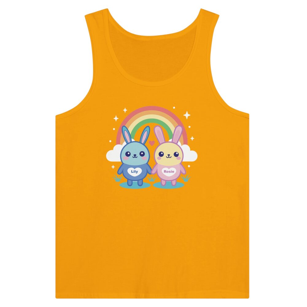 Adorable Bunny Friends Graphic Tank Top Yellow Color