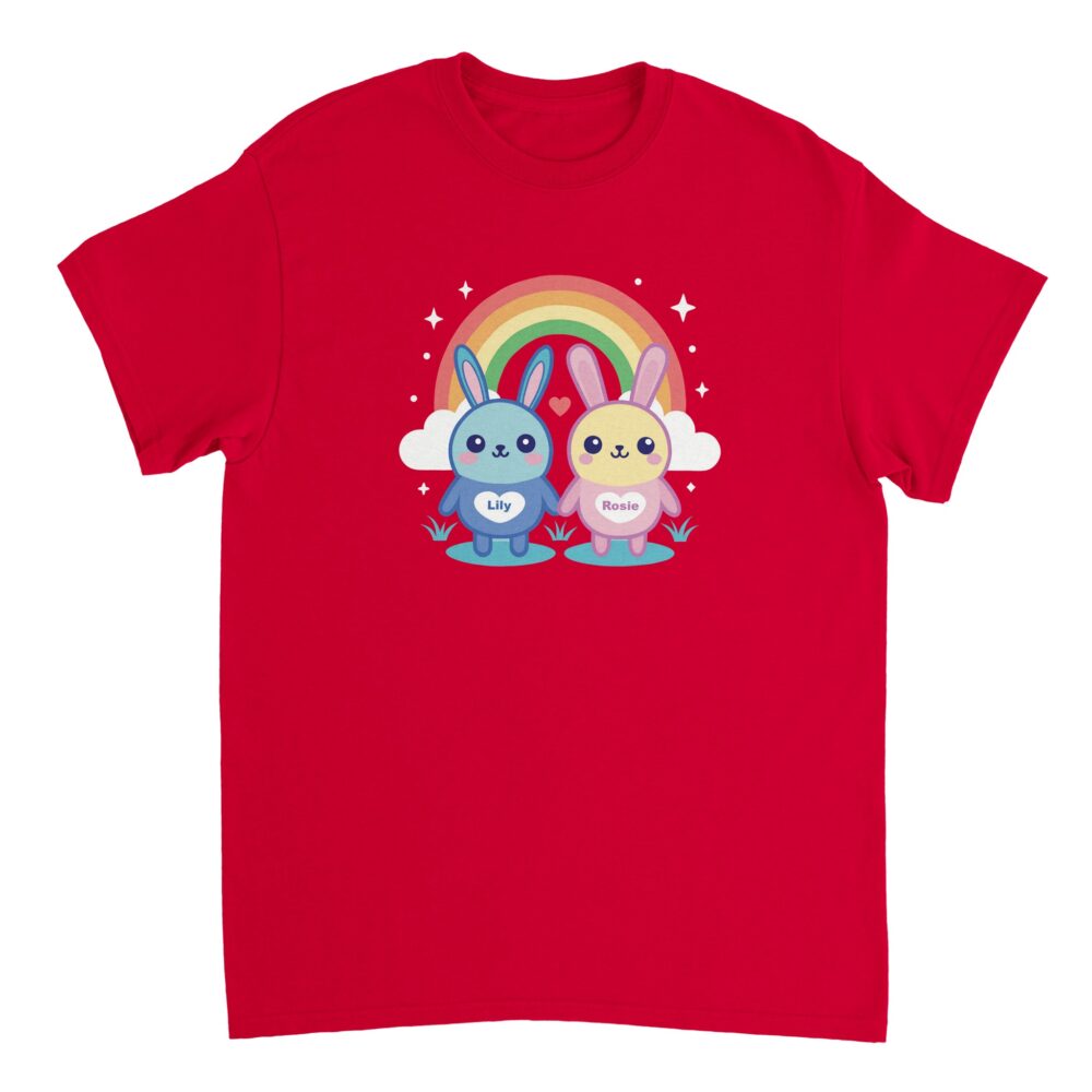 Adorable Bunny Friends Graphic T-Shirt Red