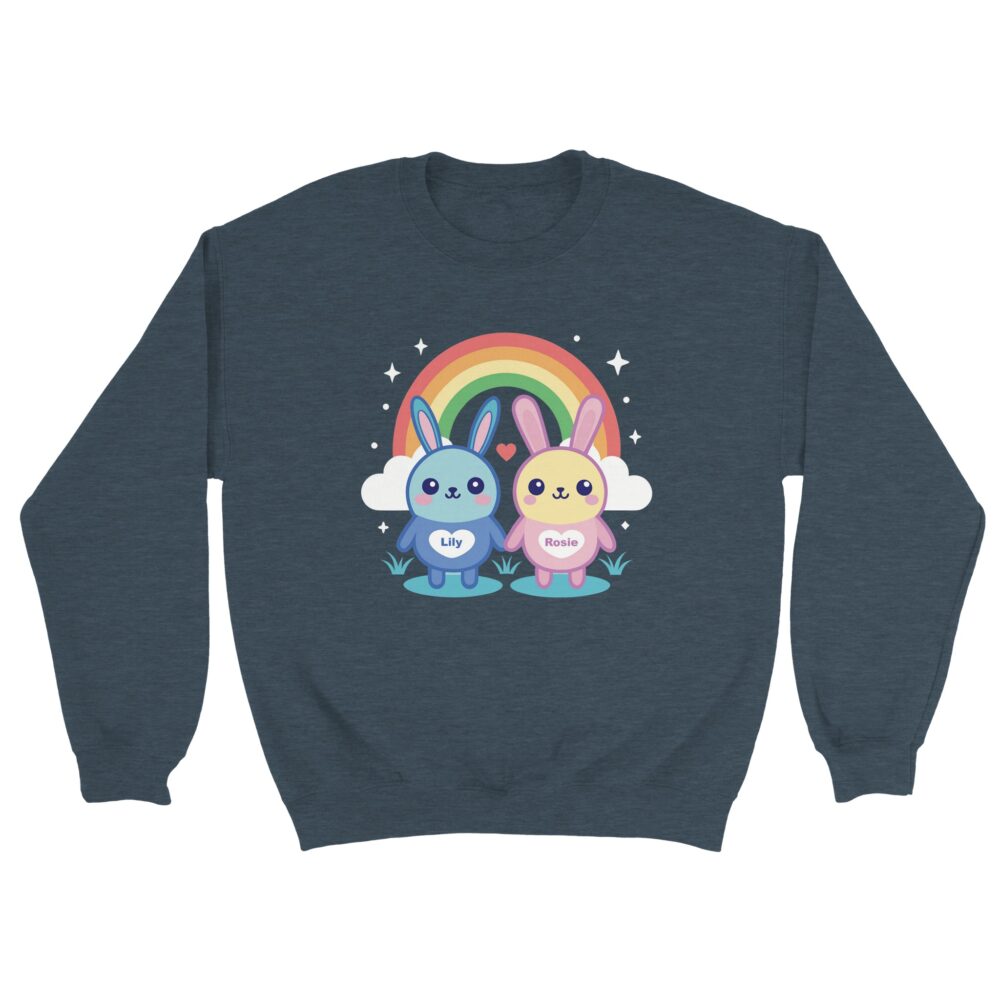 Adorable Bunny Friends Graphic Sweatshirt Grey Color