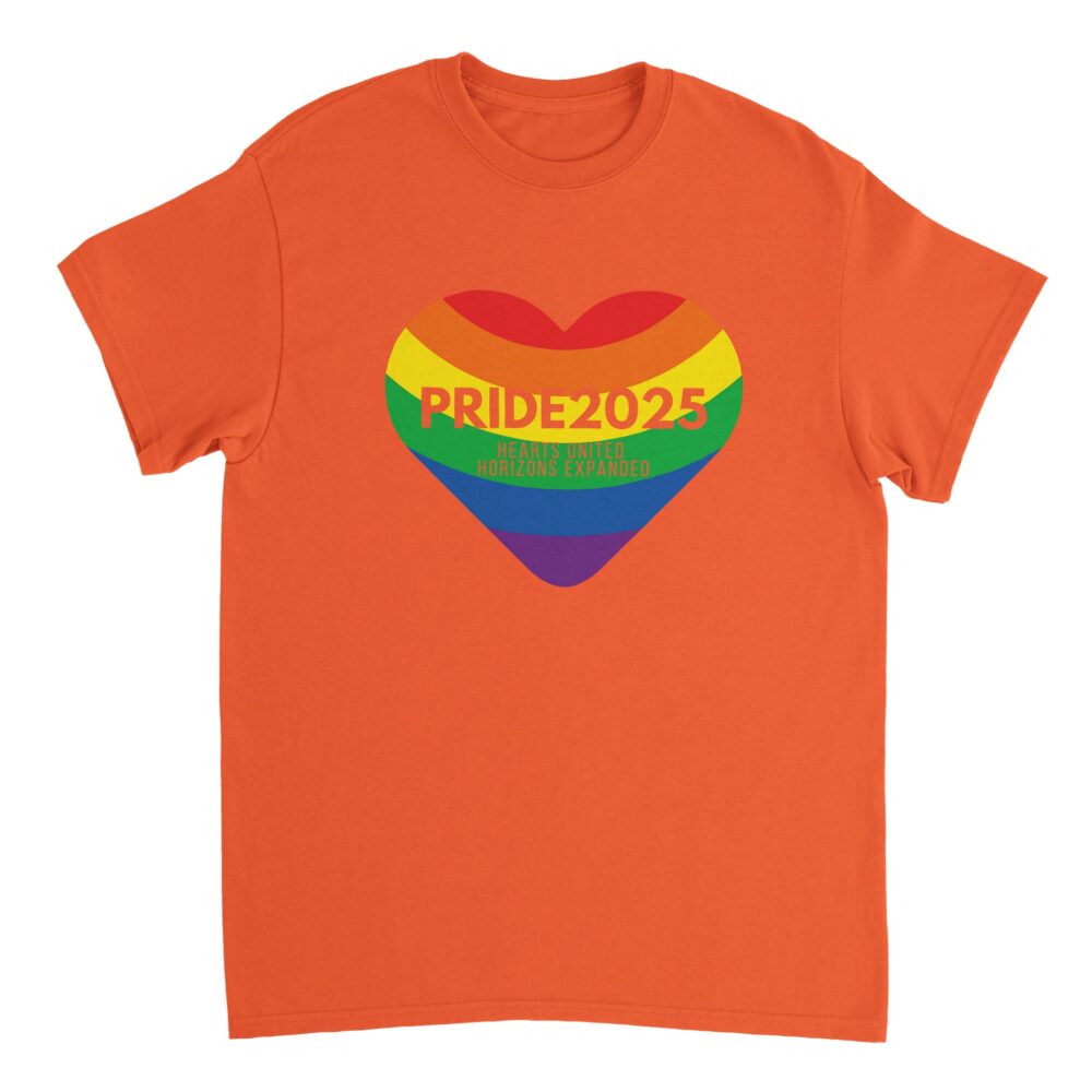 Pride 2025 United Hearts T-Shirt Orange Color